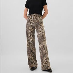 GAP High Rise Wide Leg Leopard Pants